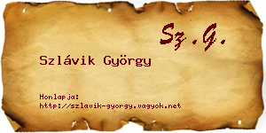 Szlávik György névjegykártya